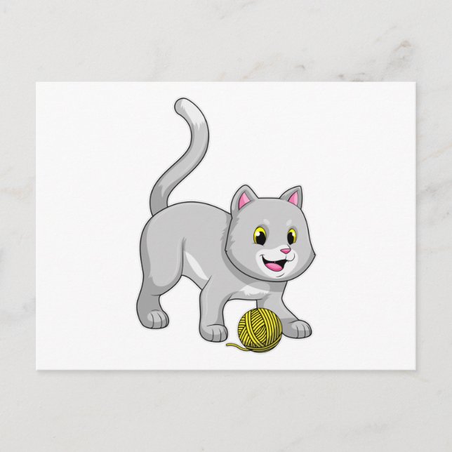 Postal Gato con bola de lana (Anverso)