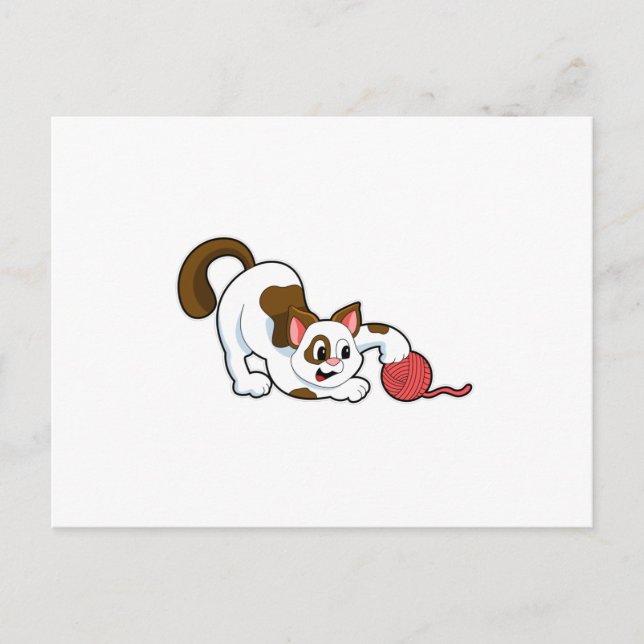 Postal Gato con bola de lana (Anverso)