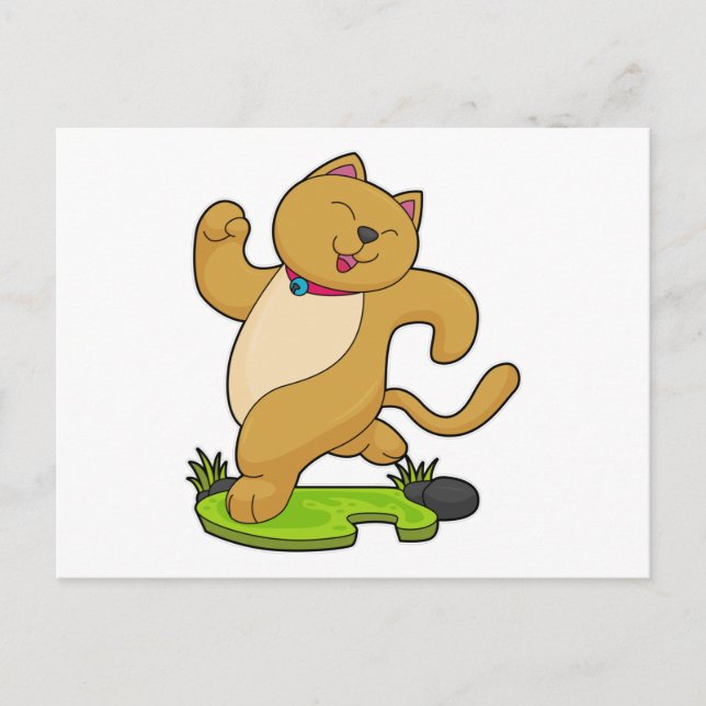 Postal Gato con collar ahogado corriendo (Anverso)