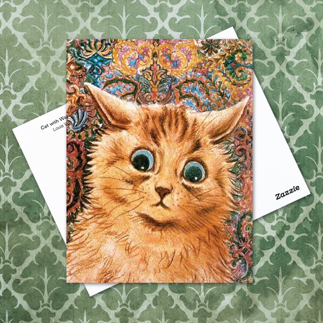 Postal Gato con fondo de fondo de fondo Louis Wain (Subido por el creador)