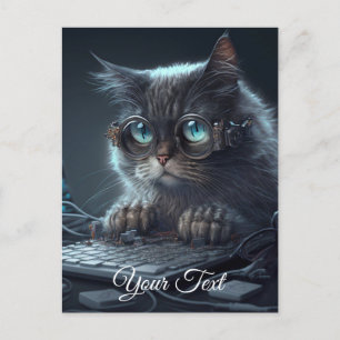 Postal Gato con gafas.