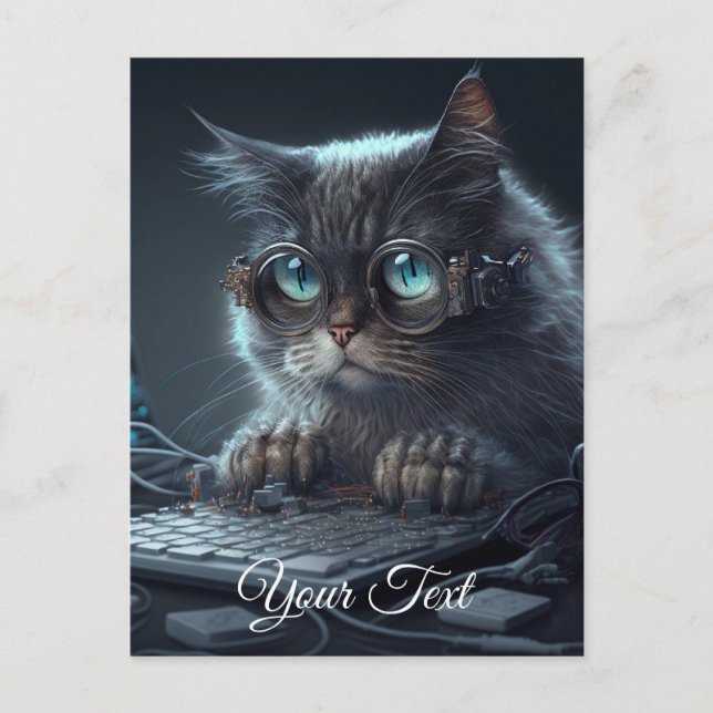 Postal Gato con gafas. (Anverso)