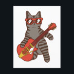 Postal Gato con gafas de sol tocando la guitarra<br><div class="desc">Gato con gafas de sol tocando guitarra acústica Músico genial Guitarrista Diseño familiar Regalo Postal Colección Clásica.</div>