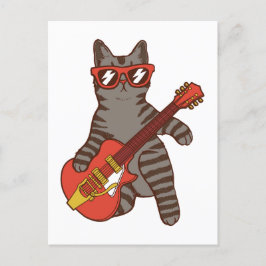 Postal Gato con gafas de sol tocando la guitarra