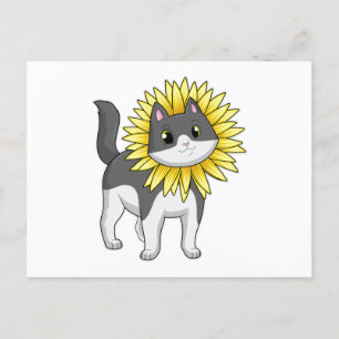 Postal Gato con girasol
