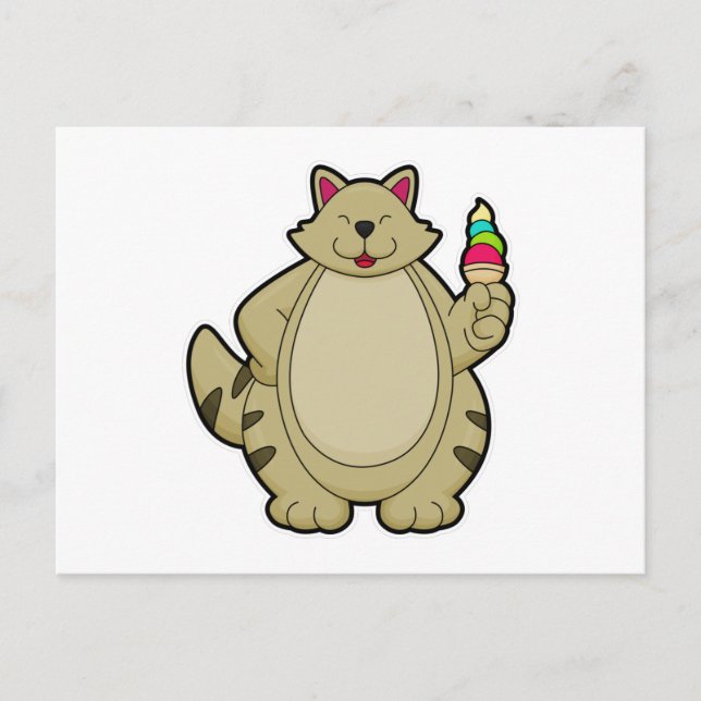 Postal Gato con helado de gofre (Anverso)