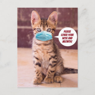 Postal Gato Con Máscara - Por Favor, Cubra Su Médula!