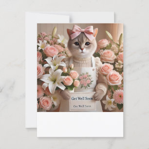 Postal Gato con muchas flores ¡Recupérate pronto 