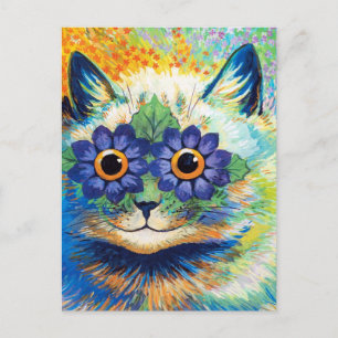 Postal Gato con ojos florales   Louis Wain  