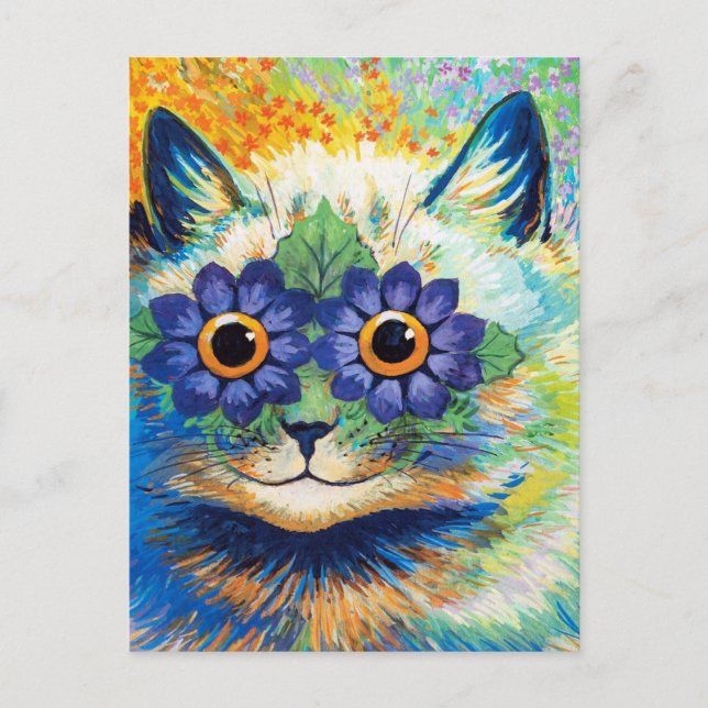 Postal Gato con ojos florales | Louis Wain | (Anverso)