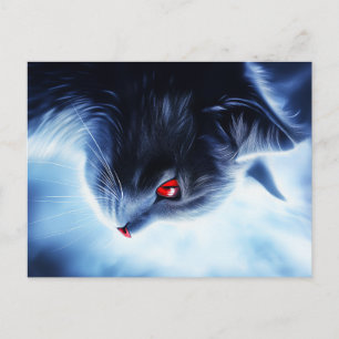 Postal Gato con ojos rojos
