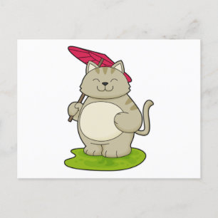 Postal Gato con paraguas