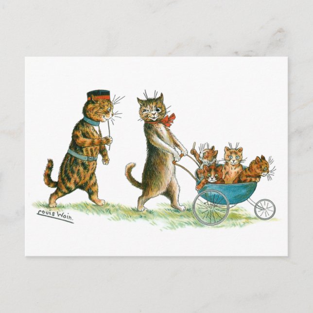 Postal Gato con Pram Louis Wain (Anverso)