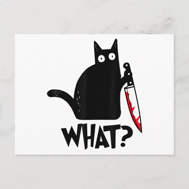 Postal Gato con qué gracioso gato negro de camisas asesin (Anverso)