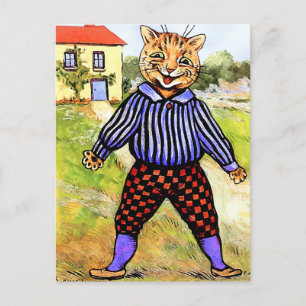 Postal Gato con respiros de Louis Wain