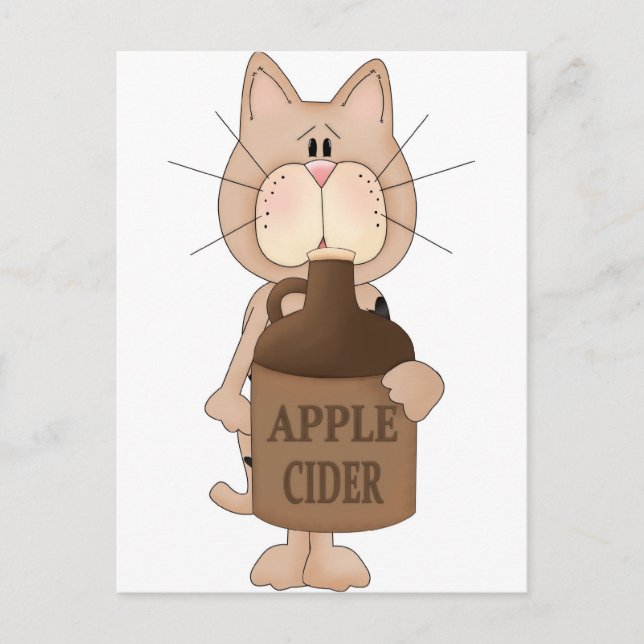 Postal Gato con sidra de Apple (Anverso)