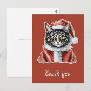 Postal Gato con traje de Papá Noel - Navidades 1