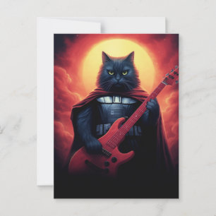 Postal Gato cósmico tocando guitarra en galaxia