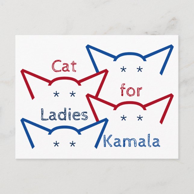 Postal Gato Damas de Kamala Harris Ears ASCII Art (Anverso)