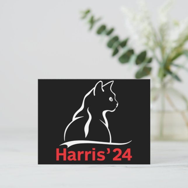 Postal Gato Damas de Kamala, presidente del gato 2024 Kam (Anverso de pie)