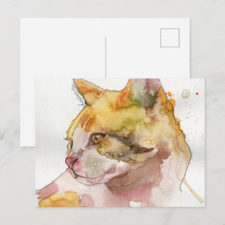 Postal Gato de acuarela