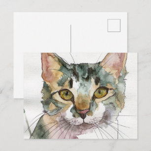 Postal Gato de acuarela