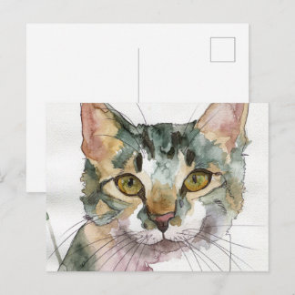 Postal Gato de acuarela