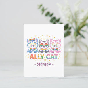 Postal Gato de Ally - Orgullo Gay Colorido