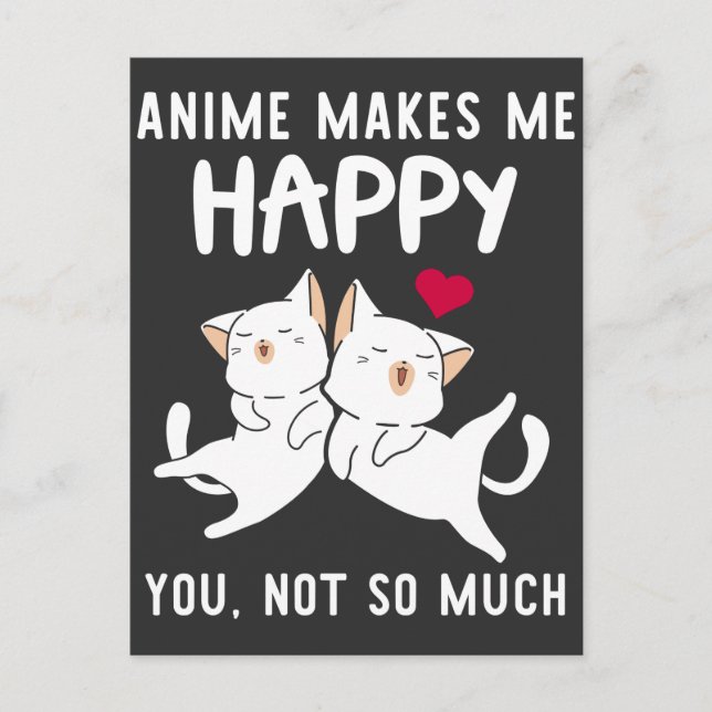 Postal Gato de Anime Lover Feliz Japón Corazón de Arte fe (Anverso)