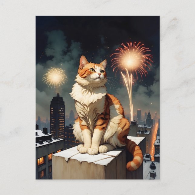 Postal gato de año nuevo (Anverso)