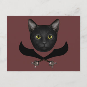 Postal Gato de bandera pirata