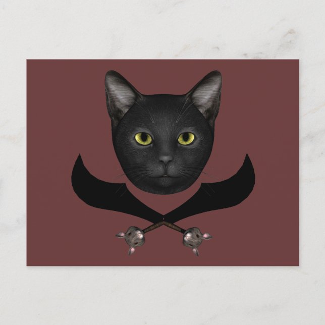 Postal Gato de bandera pirata (Anverso)