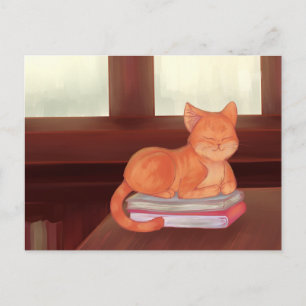 Postal Gato de biblioteca