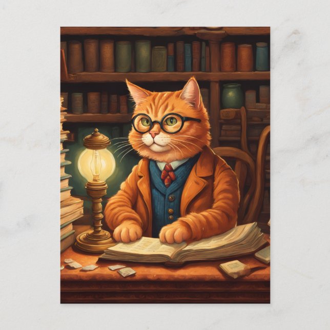 postal gato de biblioteca #15 (Anverso)