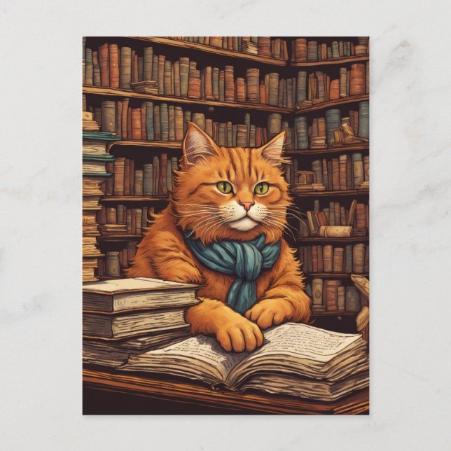 postal gato de biblioteca #17 (Anverso)