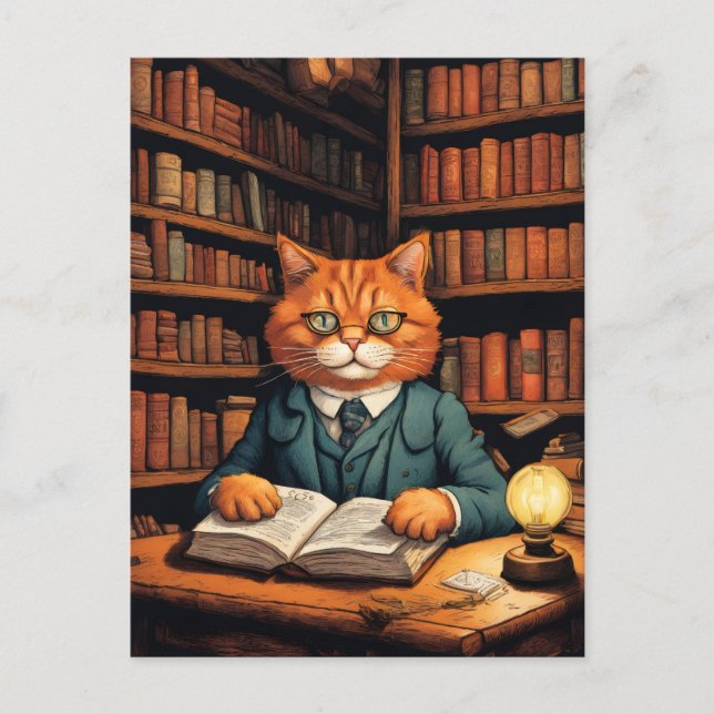 postal gato de biblioteca #7 (Anverso)