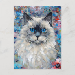 Postal Gato de Birman colorido