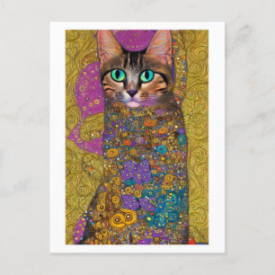 Postal Gato de bonito - al estilo de Klimt