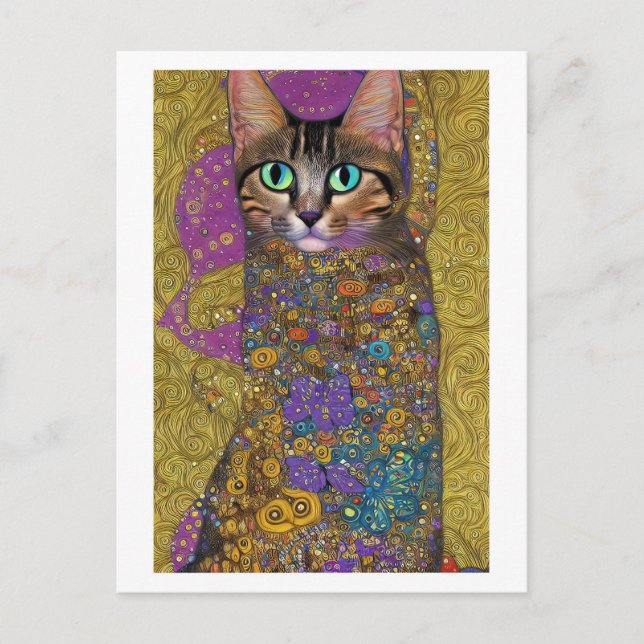 Postal Gato de bonito - al estilo de Klimt (Anverso)