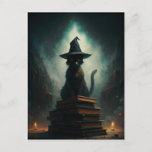 Postal Gato de bruja de Halloween