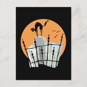 Postal Gato de Cementerio de Halloween