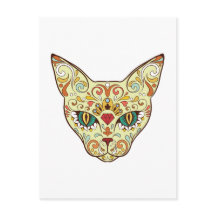Gato de Cráneo de Azúcar - Diseño de Tatuaje