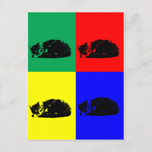 Postal Gato de cuadros de arte pop