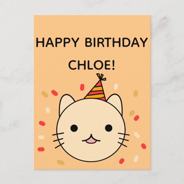 Postal Gato de cumpleaños | Cumpleaños feliz para gatos d (Anverso)