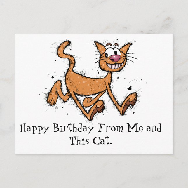 Postal Gato de cumpleaños feliz (Anverso)