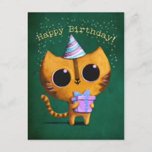 Postal Gato de cumpleaños lindo