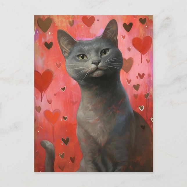 Postal Gato de Día de San Valentín cutáneo (Anverso)