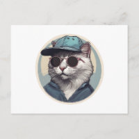 Gato de Dibujos Animados con Gafas de Sol