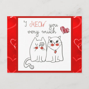 Postal Gato de Dibujos Animados Divertido y Adorable Amor