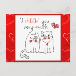 Postal Gato de Dibujos Animados Divertido y Adorable Amor